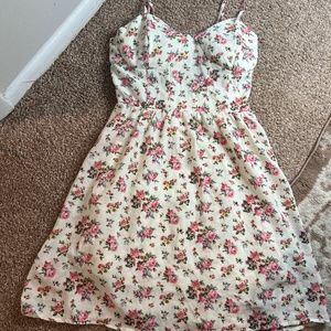 White Flower Print Dress